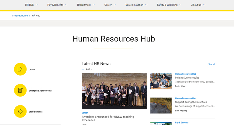 The new HR Hub built on SharePoint